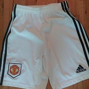 Manchester United Adidas White Boys Soccer Shorts Youth Large